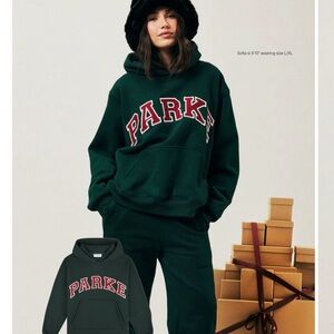 RARE SOLD OUT! NWT PARKE Holiday Varsity hoodie